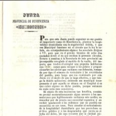 Documentos antiguos: CIRCULAR JUNTA PROVINCIAL DE BENEFICENCIA DE CUENCA A LA POBLACIÓN DE BUENACHE DE ALARCÓN AÑO 1853