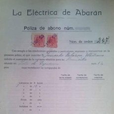 Documentos antiguos: CONTRATO DE LA ELECTRICA DE ABARAN DEL AÑO 1939 A NOMBRE DE JESUALDO PALAZON MIÑANO MURCIA. Lote 43270844