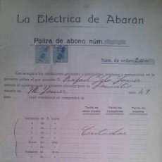 Documentos antiguos: CONTRATO DE LA ELECTRICA DE ABARAN DEL AÑO 1929 A NOMBRE DE RAFAEL YELO GOMEZ MURCIA