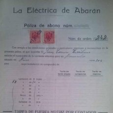 Documentos antiguos: CONTRATO DE LA ELECTRICA DE ABARAN DEL AÑO 1939 A NOMBRE DE JESUS TORNERO ESCRIBANO MURCIA