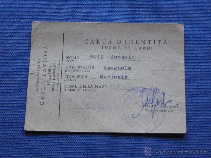 Documentos antiguos: ANTIGUA TARJETA DE IDENTIDAD DE LA AGENCIA MARITIMA CARLO LAVIOSA - NAVE LACOSTE - A&Ntilde;O 1971