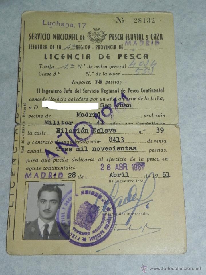 Alte Dokumente: CARNET LICENCIA DE PESCA NACIONAL, SERVICIO NACIONAL DE PESCA FLUVIAL, 1961