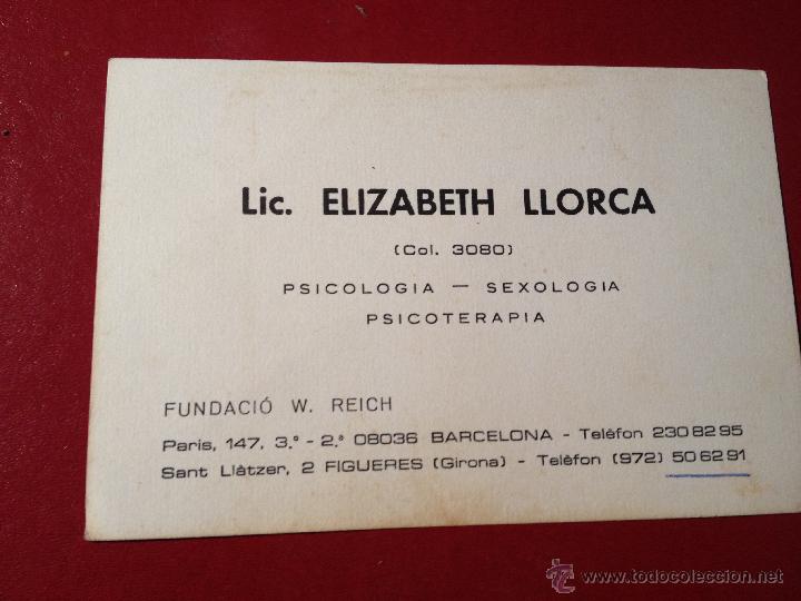 Documenti antichi: Antigua Tarjeta de Visita ELISABETH LLORCA  - Figueres, Barcelonae - Mide 15x10cm
