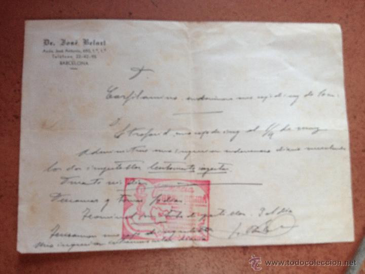 Documentos antiguos: Antigua Receta Medica, Dr. Jos&eacute; Belart. Farmacia Garcia Ochoa - Barcelona