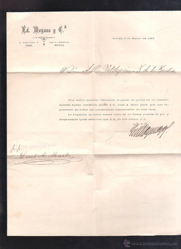Documentos antiguos: CIRCULAR CON SELLO. 1885. MOYANO Y COMPA&Ntilde;IA. - Foto 1