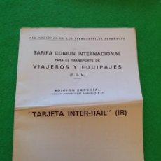 Documentos antiguos: TARIFA COMUN INTERNACIONAL PARA EL TRANSPORTE DE VIAJEROS Y EQUIPAJES DE RENFE DEL AÑO 1973. Lote 44375106
