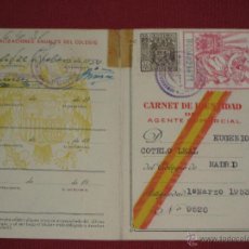 Documentos antiguos: CARNET DE IDENTIDAD DE AGENTE COMERCIAL - 1953 - MADRID. Lote 44716468