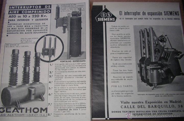 Documentos antiguos: Publicidad Siemens A&ntilde;os 20, interruptores AEG, funiculares a&eacute;reos