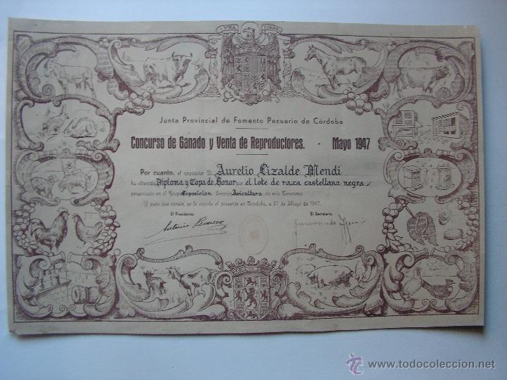 Documentos antiguos: CONCURSO DE GANADO Y VENTA DE REPRODUCTORES 1947 - Foto 1