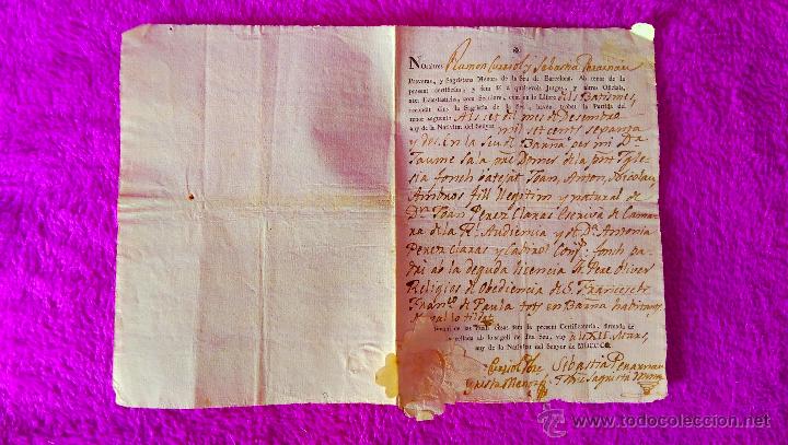 Documentos antiguos: DOCUMENT DE BAPTISME AMB EL SEGELL CORRESPONENT EN SEC, BARCELONA, RAR 1762