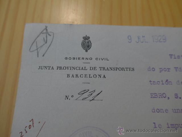 Documentos antiguos: Antiguo documento de gobierno civil de barcelona, 1929 - Foto 2