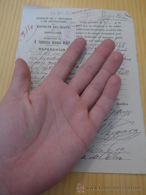 Documentos antiguos: Antiguo documento del juzgado de 1a instancia de barcelona, 1924 - Foto 2
