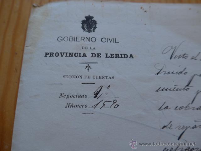 Documentos antiguos: Documento de gobierno civil de Lerida, 1908 - Foto 2