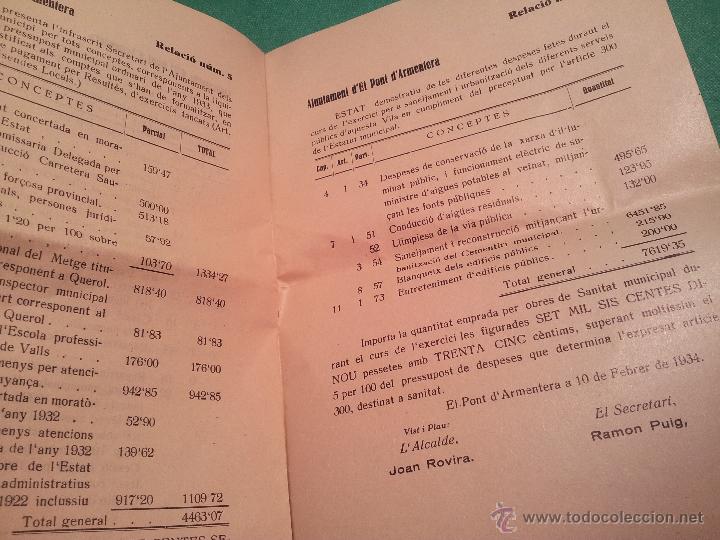 Documentos antiguos: estat a&ntilde;o 1934 .pont d&acute;armentera. - Foto 3