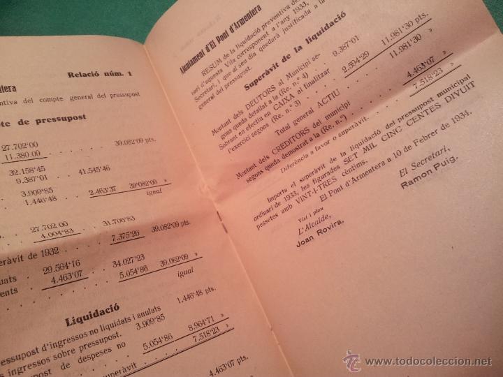 Documentos antiguos: estat a&ntilde;o 1934 .pont d&acute;armentera. - Foto 4