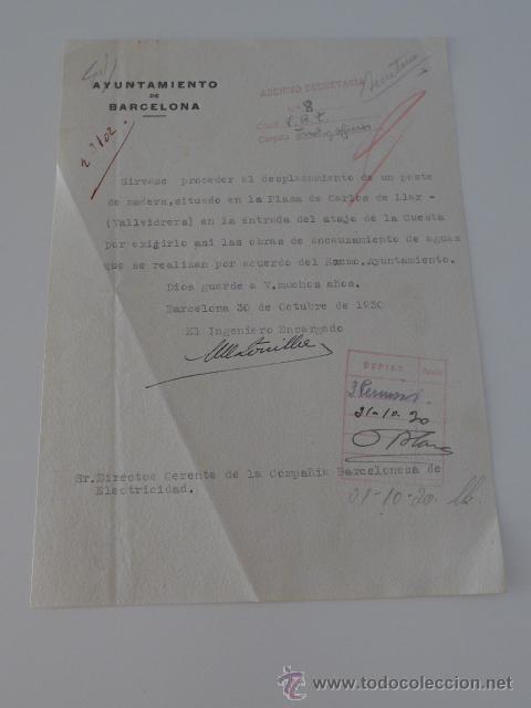 Documentos antiguos: Documento antiguo de ayuntamiento de barcelona, 1930 - Foto 1