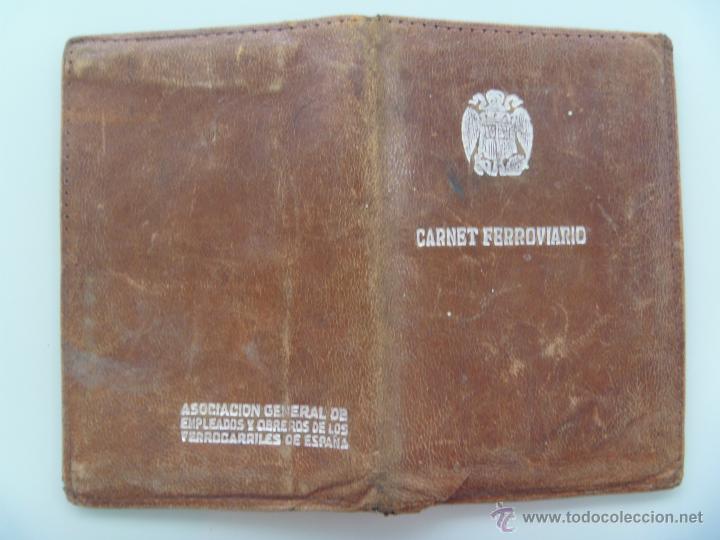 Documentos antiguos: CARTERA PARA EL CARNET DE FERROVIARIO , EPOCA DE FRANCO - Foto 1