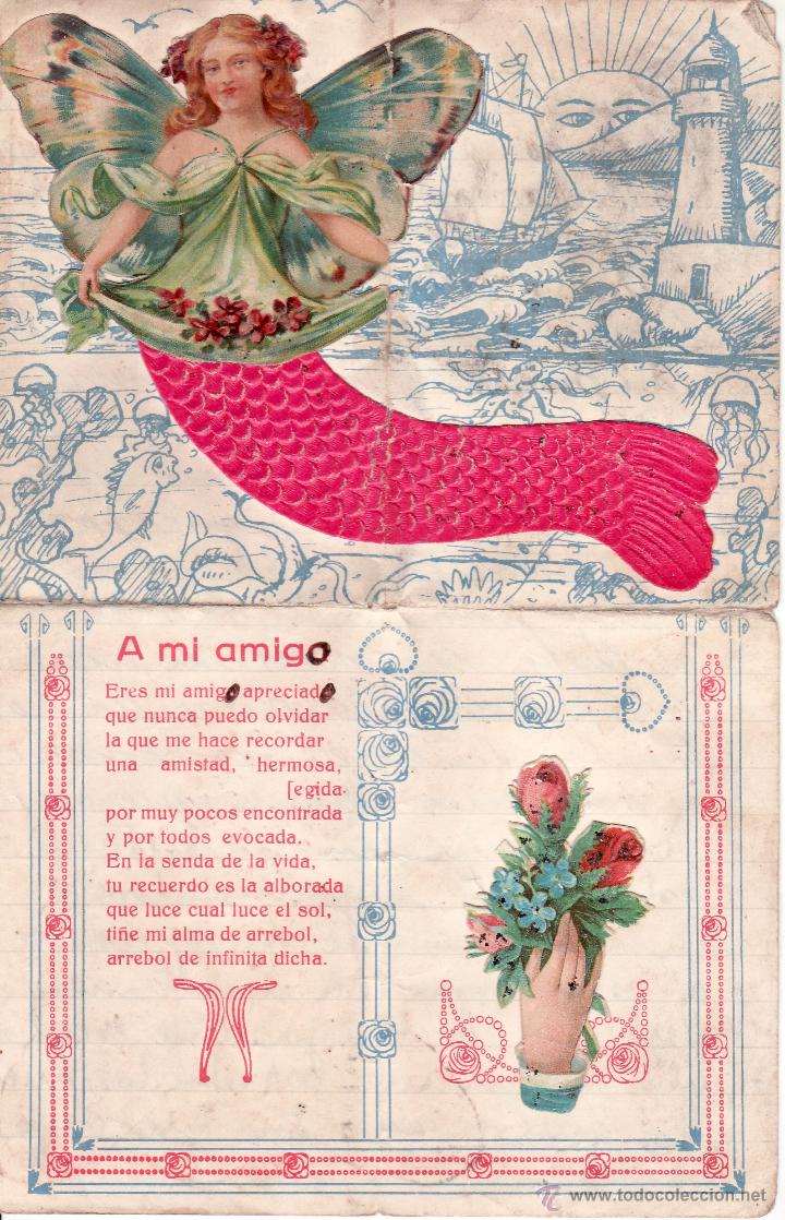 Documentos antiguos: CARTA DECORADA CON CROMOS - A MI AMIGO - FECHADA EN 1929 - TIENE DOBLECES