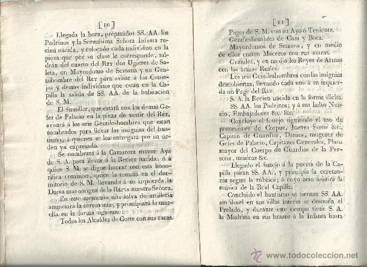 Documentos antiguos: 1817 - CEREMONIAL PARA EL BAUTISMO DE LA SERMA. SRA. INFANTA MARIA ISABEL LUISA BORB&Oacute;N Y BRAGANZA