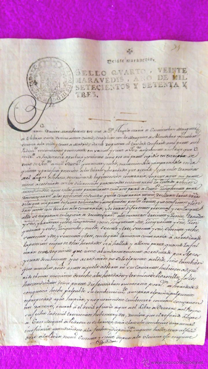 Documentos antiguos: DOCUMENTO DE PLEITO, MARQUESA DE OLIVARES Y LA MARQUESA DE ALMODOVAR Y FONTIBEROS 1773