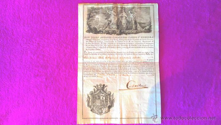 Documentos antiguos: DISTINCION Y VENTAJA AL SOLDADO DE INFANTERIA DE BORBON, PEDRO ESTEBAN LAVIANO 1807, FIRMA CABALLERO