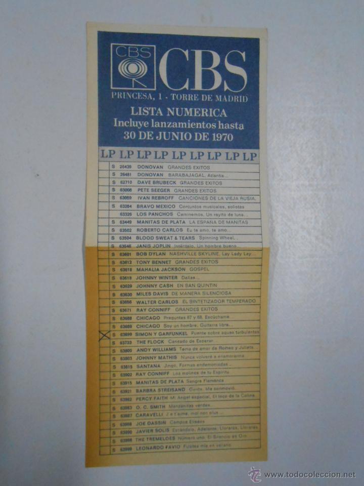 Documentos antiguos: DOCUMENTO LISTADO DE DISCOS CBS. TDKP2 - Foto 1