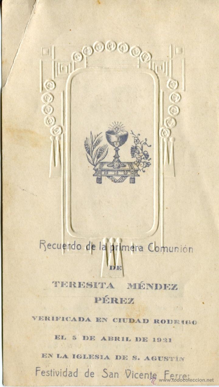 Documentos antiguos: Recuerdo 1&ordf; Comunion 1921 - Foto 2