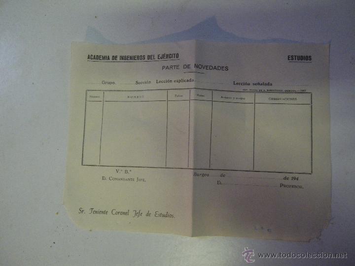 Documentos antiguos: ACADEMIA DE INGENIEROS DEL EJERCITO A&Ntilde;OS 40 , SIN USO - Foto 1
