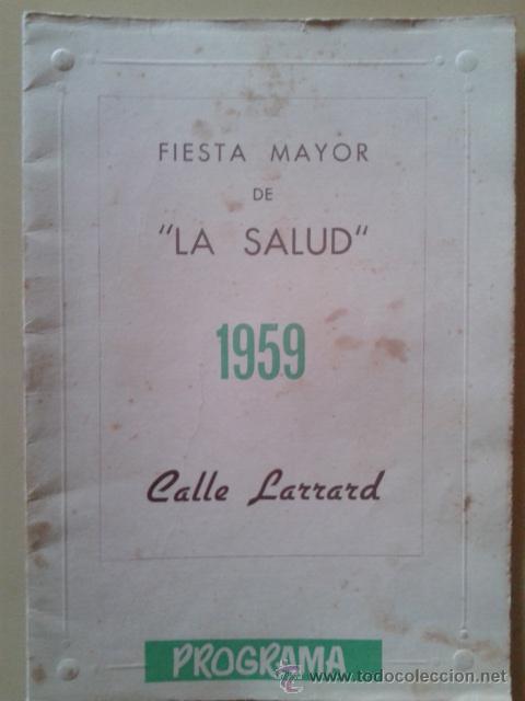 Documentos antiguos: PROGRAMA DE ACTOS DE LA FIESTA MAYOR DE LA SALUD (BARCELONA) 1959 - Foto 1