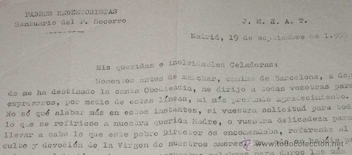 carta de despedida a las celadoras del padre re - Compra venta en  todocoleccion