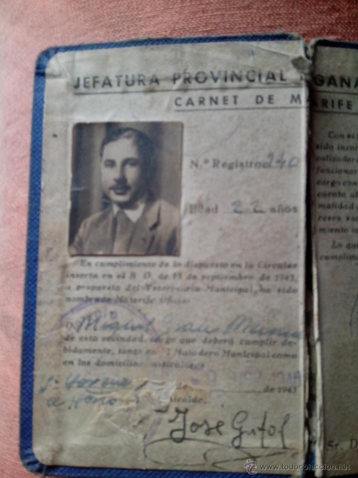 Documentos antiguos: Canet de Matarife Oficial 1943 Barcelona - Foto 2