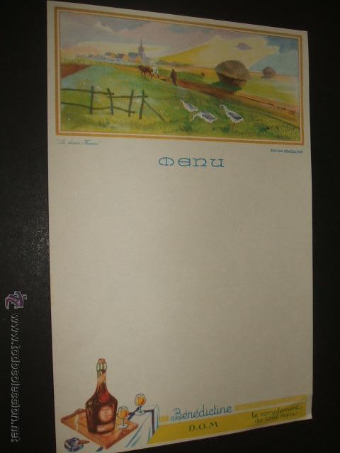 Documentos antiguos: MENU PUBLICITARIO LICOR - Foto 1