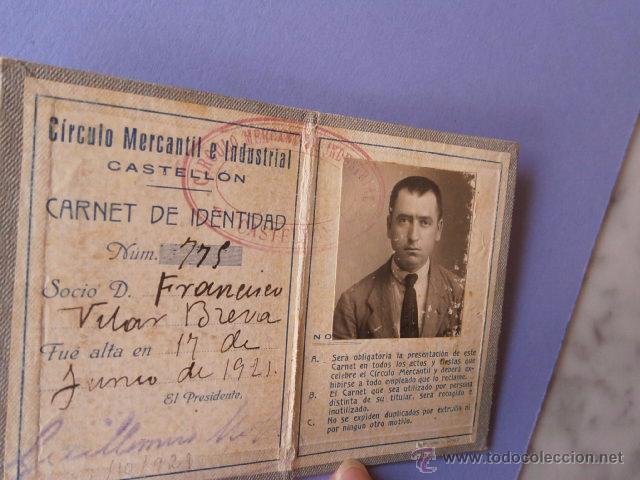 Documentos antiguos: CARNET DE IDENTIDAD - CASTELLON  17 DE JUNIO 1921 - Foto 2