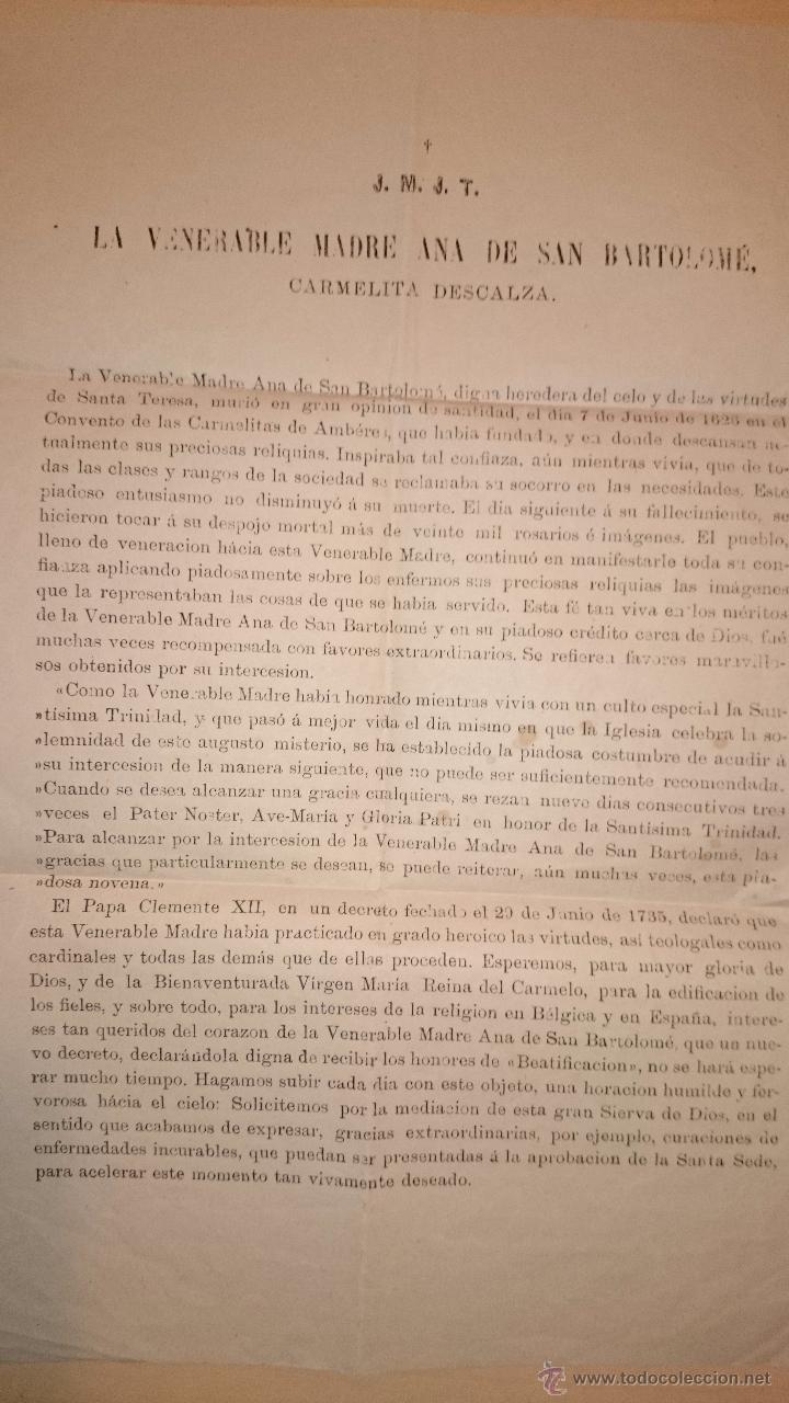 Documentos antiguos: BEATIFICACI&Oacute;N ANA DE SAN BARTOLOM&Eacute; - TOLEDO AVILA