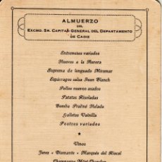 Documentos antiguos: HUELVA - 4 DE AGOSTO 1928 - HOTEL INTERNACIONAL - MENU ALMUERZO EXCMO CAPITAN GRAL DEL DTO DE CADIZ. Lote 49141062