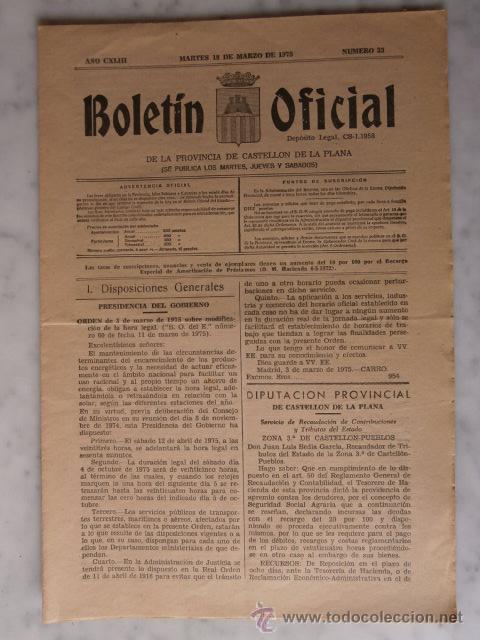 Documentos antiguos: boletin oficial de la provincia de castellon de la plana n&ordm;33 -  18 de marzo de1975