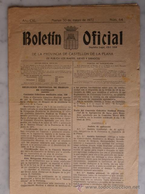 Documentos antiguos: boletin oficial dela provincia de castellon de la plana n &ordm;64 - 30 de mayo de 1972
