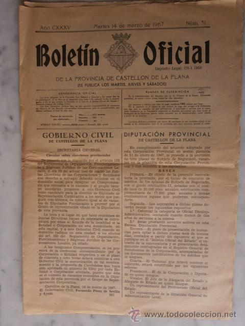 Documentos antiguos: boletin oficial de la provincia de castellon de la plana n &ordm;31 -14 de marzo de 1968