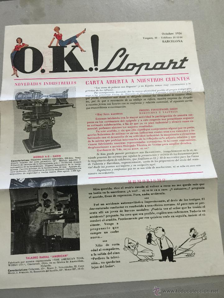Documentos antiguos: Antiguo folleto promocional OK Llopart,Barcelona, maquinas fresadoras, taladros, basculas,..a&ntilde;o 1956