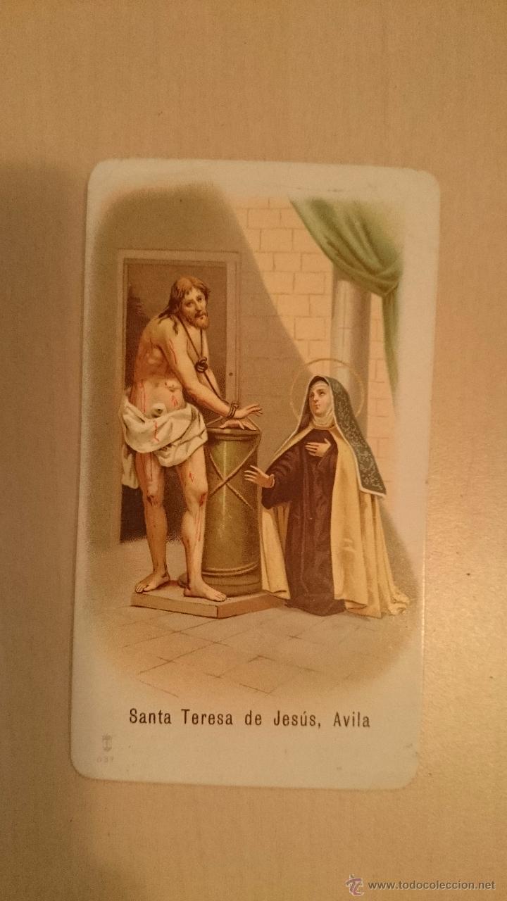 Documentos antiguos: ESTAMPA - SANTA TERESA DE JESUS - AVILA - Texto al dorso