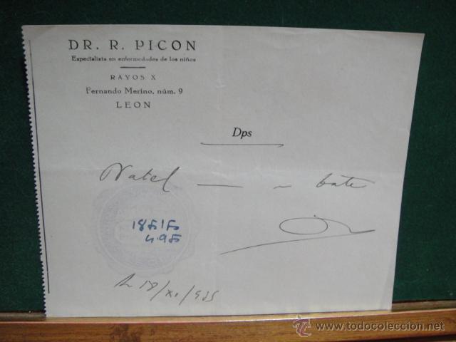 receta medica dr picon - farmacia alonso - leon - Buy Other antique  documents on todocoleccion