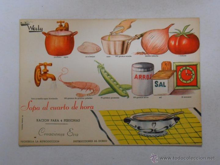 Alte Dokumente: COCINA GRAFICA WALY. RECETA FICHA N&ordm; 106. SOPA AL CUARTO DE HORA. CREACIONES EVA. TDKP3