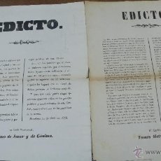 Documentos antiguos: 2 EDICTOS SOBRE BARCELONA. 1 DE CONSTRUCCIÓN Y LIMPIEZA Y OTRO DE NORMATIVA DE CIRCULACIÓN. (1846)