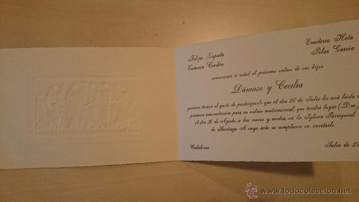 Alte Dokumente: LA RIOJA INVITACION DE BODA - ZAPATA CORDON HITA GARCIA - CALAHORRA - GRABADO EN RELIEVE