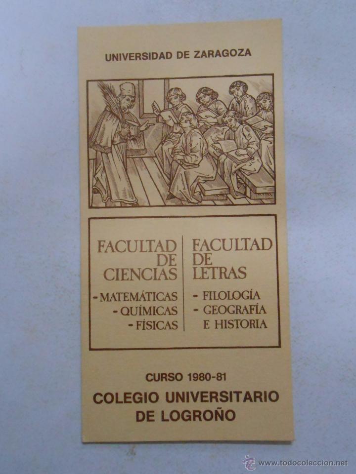 Documentos antiguos: FOLLETO INFORMATIVO DE ENSE&Ntilde;ANZAS DEL COLEGIO UNIVERSITARIO DE LOGRO&Ntilde;O. CURSO 1980-81. TDKP3