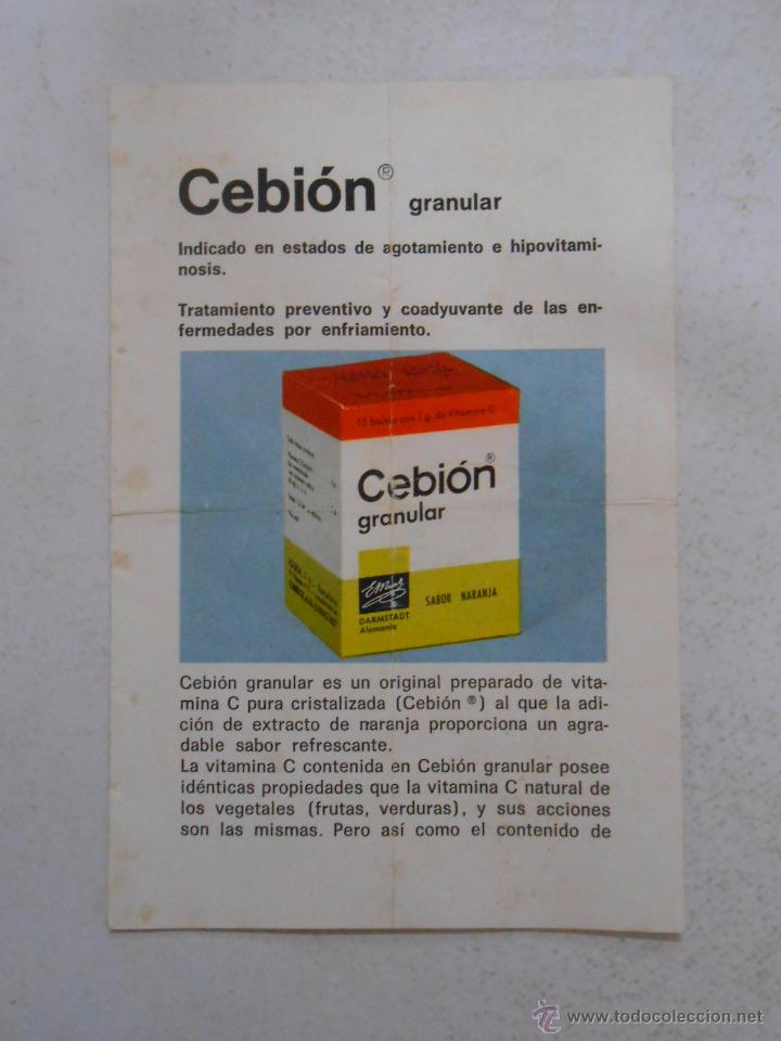 Documentos antiguos: FOLLETO MEDICAMENTO CEBION GRANULAR. TDKP3 - Foto 1