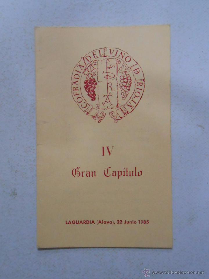 Alte Dokumente: COFRADIA DEL VINO DE RIOJA. IV GRAN CAPITULO. LAGUARDIA 22 JUNIO 1985. TDKP3