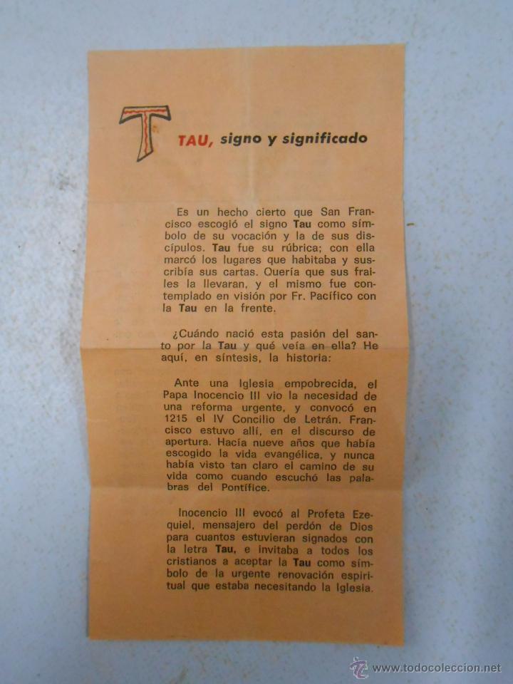 Documentos antiguos: HOJA TAU SIGNO Y SIGNIFICADO SAN FRANCISCO. TDKP3