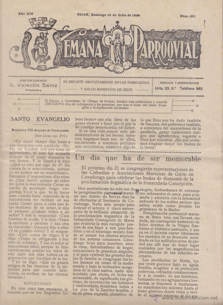 Documenti antichi: SEMANA PARROQUIAL. GIJ&Oacute;N. ASTURIAS. 1929.