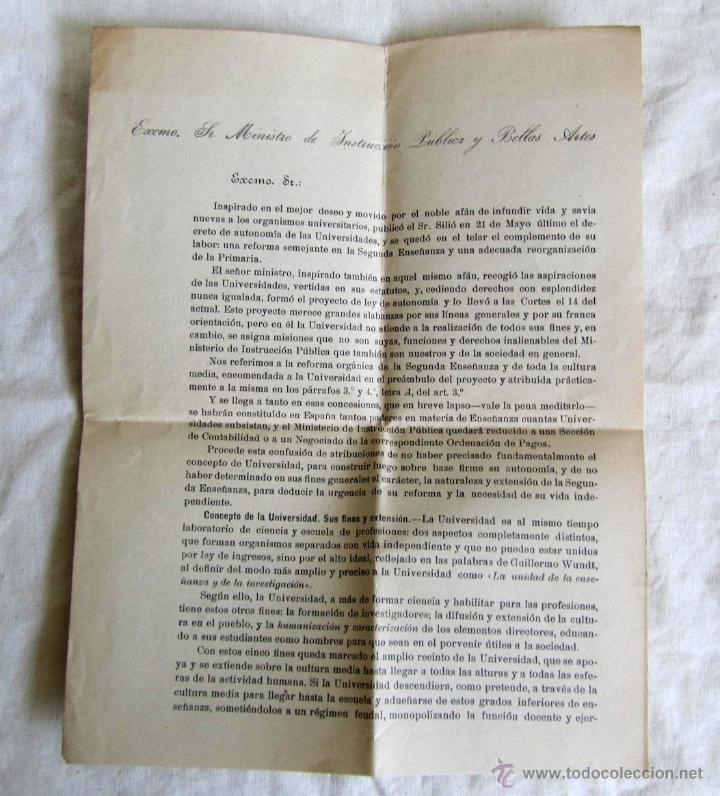 Documentos antiguos: Carta al Ministro de Intruccion P&uacute;blica y Bellas Artes 1919